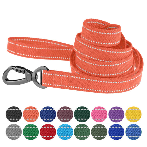 Повідець для собак Barksi Сotton рефлекторний бавовняний брезент помаранчевий