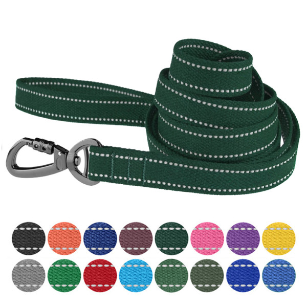 Повідець для собак Barksi Сotton рефлекторний бавовняний брезент зелений