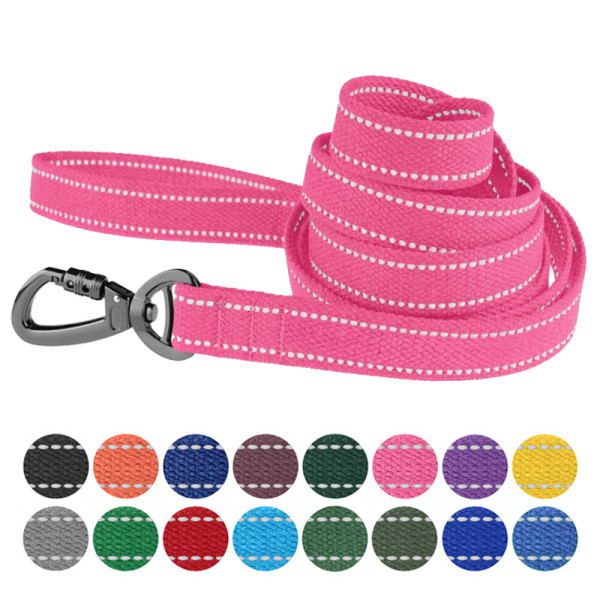 Повідець для собак Barksi Сotton рефлекторний бавовняний брезент рожевий