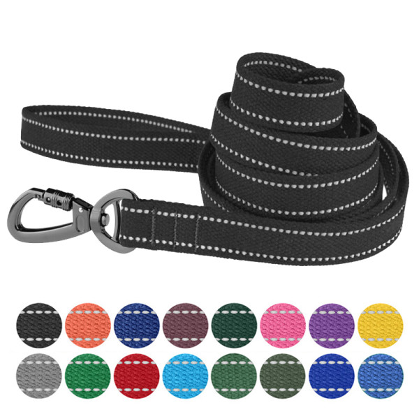 Повідець для собак Barksi Сotton рефлекторний бавовняний брезент графіт