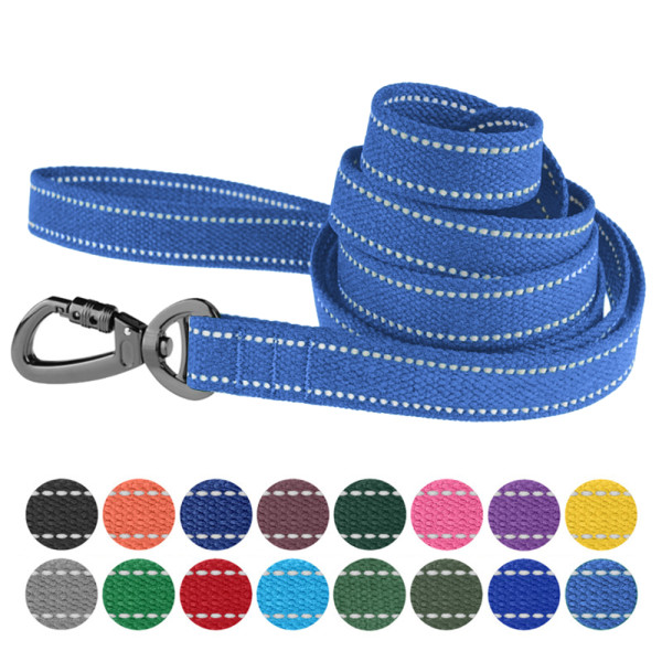 Повідець для собак Barksi Сotton рефлекторний бавовняний брезент Лазурно-Синій