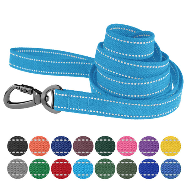 Повідець для собак Barksi Сotton рефлекторний бавовняний брезент блакитний