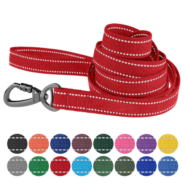 Повідець для собак Barksi Сotton рефлекторний бавовняний брезент Червоний