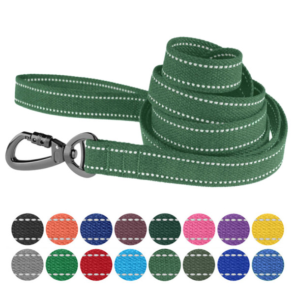 Повідець для собак Barksi Сotton рефлекторний бавовняний брезент Армійський