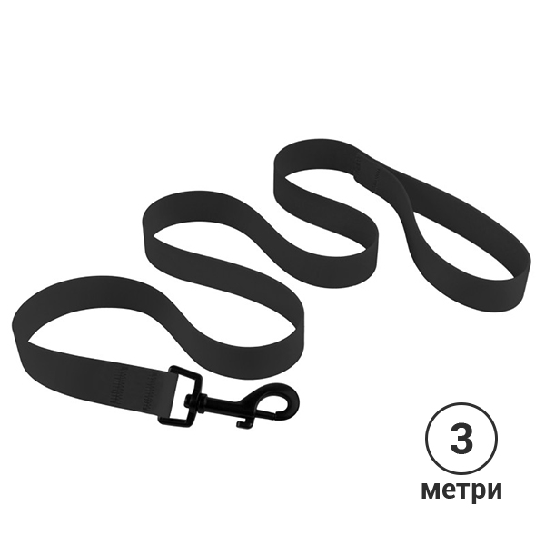 Повідець для собак Bronzedog Surf Водовідштовхувальний із Захисним Полімерним Покриттям 3 м чорний