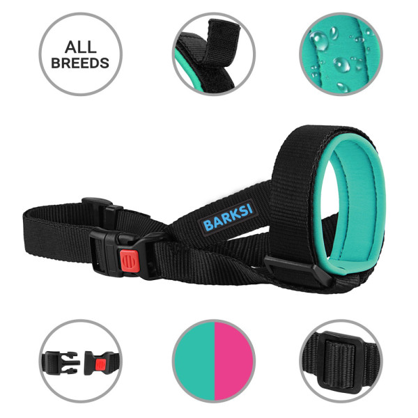 Намордник для собак Barksi універсальний неопреновий бірюзовий