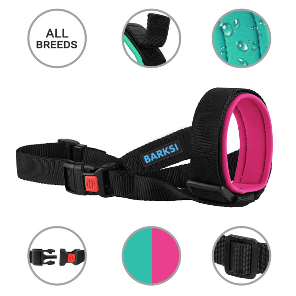 Намордник для собак Barksi універсальний неопреновий рожевий