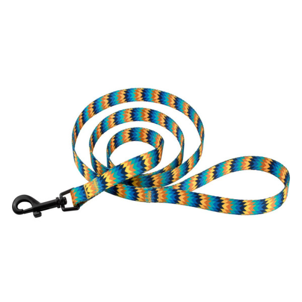 Повідець для Собак Bronzedog Urban Зигзаг Нейлоновий Жовто-Синій