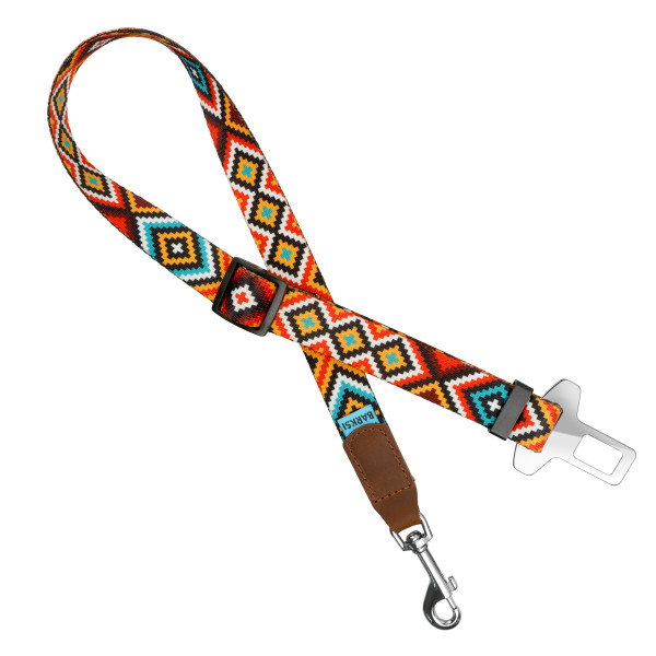 Автомобільний Ремінь Безпеки для Собак Barksi Нейлоновий Принтований Гуцульский Помаранчевий