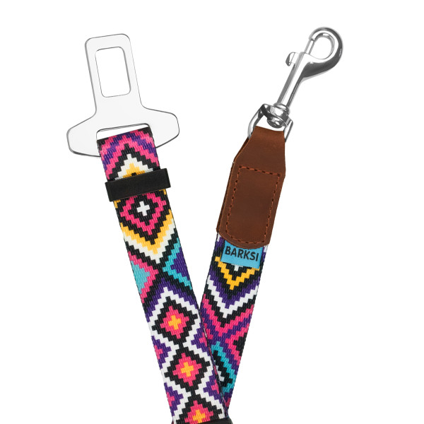 Автомобільний Ремінь Безпеки для Собак Barksi Нейлоновий Принтований Гуцульский Фіолетовий