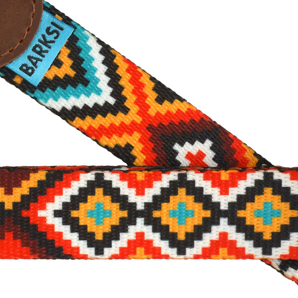 Автомобільний Ремінь Безпеки для Собак Barksi Нейлоновий Принтований Гуцульский Помаранчевий