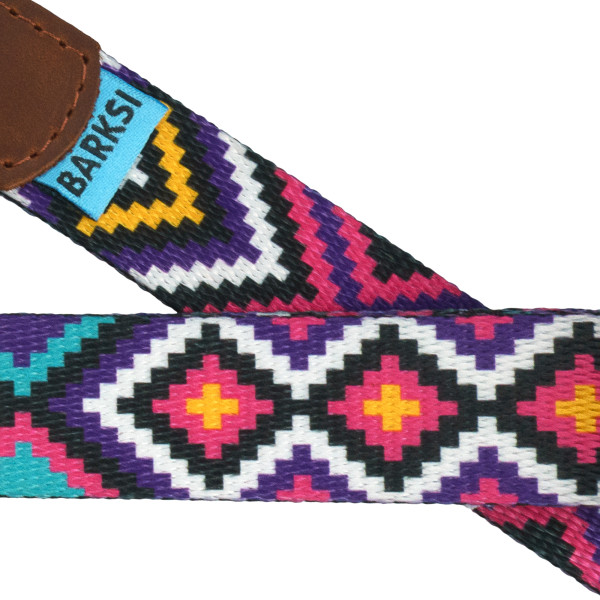 Автомобільний Ремінь Безпеки для Собак Barksi Нейлоновий Принтований Гуцульский Фіолетовий