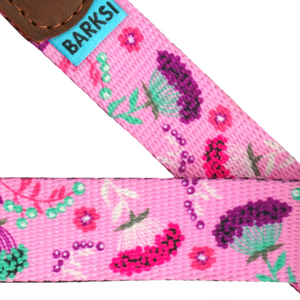 Автомобільний Ремінь Безпеки для Собак Barksi Нейлоновий Принтований Квіти Рожеві