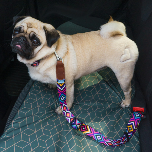 Автомобільний Ремінь Безпеки для Собак Barksi Нейлоновий Принтований Гуцульский Фіолетовий