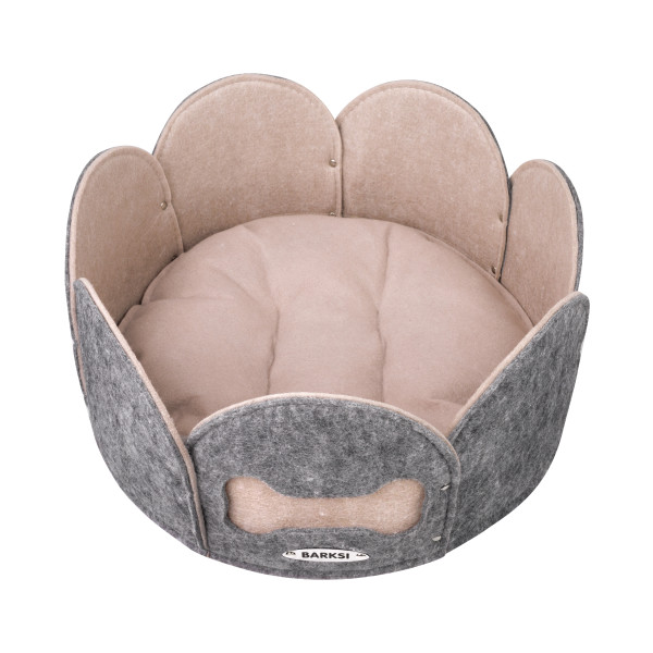 Лежак для Тварин Barksi "Кісточка" Круглий Сіро-Бежевий