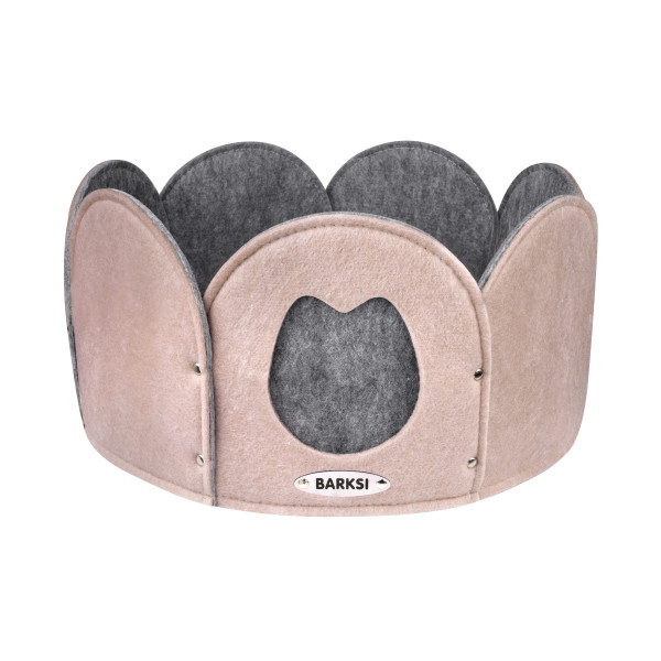 Лежак для Тварин Barksi "Котик" Круглий Бежево-Сірий
