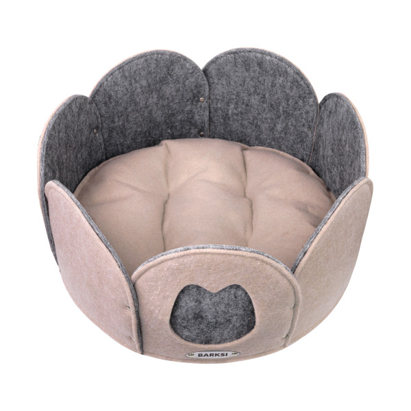 Лежак для Тварин Barksi "Котик" Круглий Бежево-Сірий