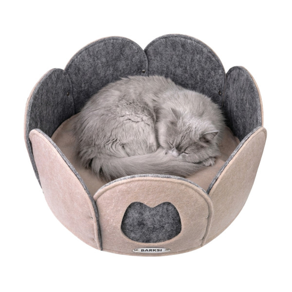 Лежак для Тварин Barksi "Котик" Круглий Бежево-Сірий