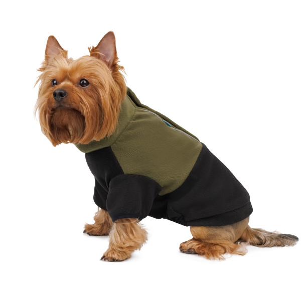 Флісова кофта для собак TM Barksi Textile Оливковий/Чорний