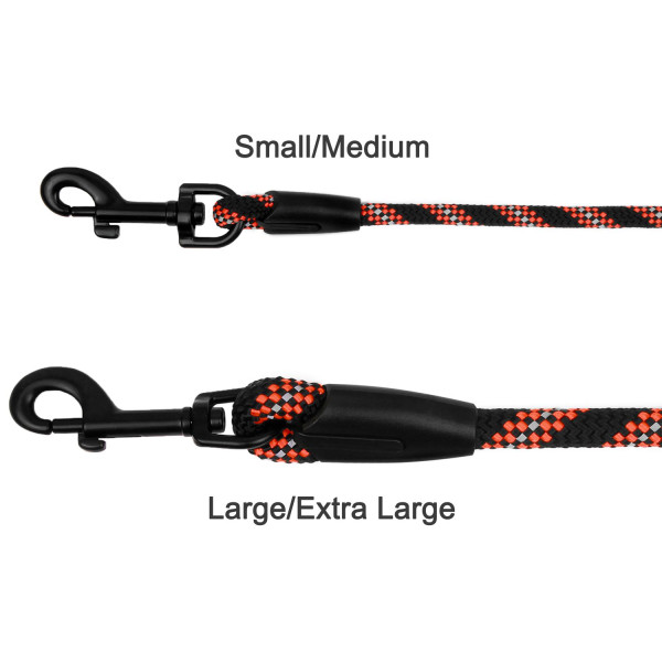 Повідець для Собак Bronzedog Active з Альпіністського Шнура Світловідбиваючий Чорно-Помаранчевий