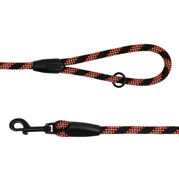 Повідець для Собак Bronzedog Active з Альпіністського Шнура Світловідбиваючий Чорно-Помаранчевий