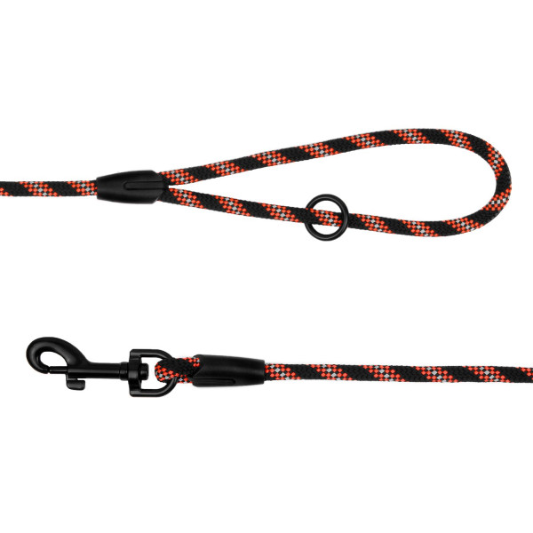 Повідець для Собак Bronzedog Active з Альпіністського Шнура Світловідбиваючий Чорно-Помаранчевий