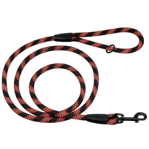 Повідець для Собак Bronzedog Active з Альпіністського Шнура Світловідбиваючий Чорно-Помаранчевий