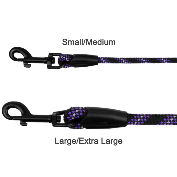 Повідець для Собак Bronzedog Active з Альпіністського Шнура Світловідбиваючий Чорно-Фіолетовий