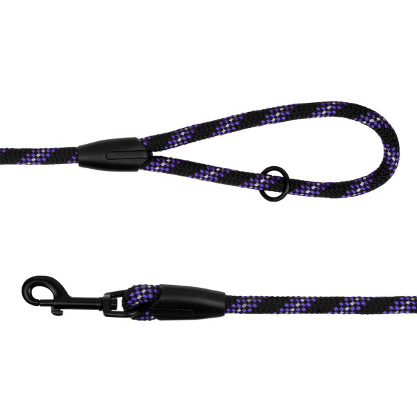 Повідець для Собак Bronzedog Active з Альпіністського Шнура Світловідбиваючий Чорно-Фіолетовий
