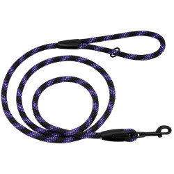 Повідець для Собак Bronzedog Active з Альпіністського Шнура Світловідбиваючий Чорно-Фіолетовий