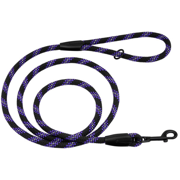 Повідець для Собак Bronzedog Active з Альпіністського Шнура Світловідбиваючий Чорно-Фіолетовий