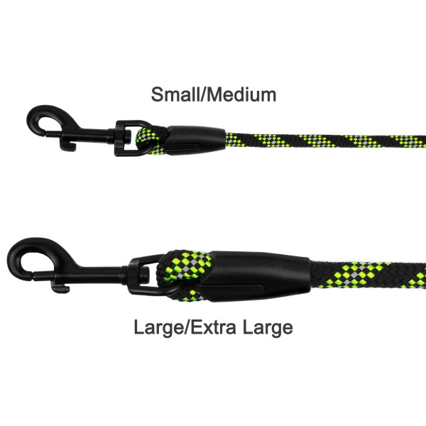 Повідець для Собак Bronzedog Active з Альпіністського Шнура Світловідбиваючий Чорно-Салатовий