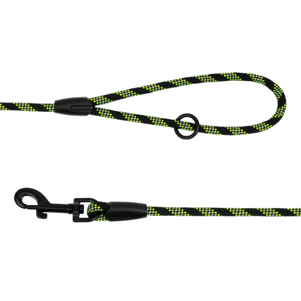 Повідець для Собак Bronzedog Active з Альпіністського Шнура Світловідбиваючий Чорно-Салатовий