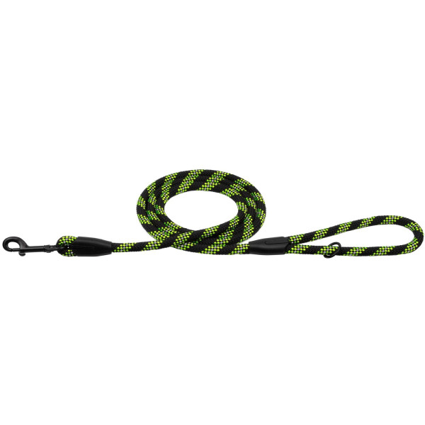 Повідець для Собак Bronzedog Active з Альпіністського Шнура Світловідбиваючий Чорно-Салатовий
