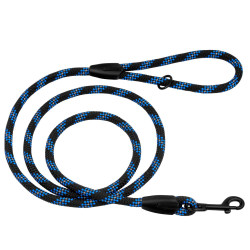Повідець для Собак Bronzedog Active з Альпіністського Шнура Світловідбиваючий Чорно-Блакитний