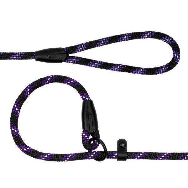 Повідець-Зашморг для Собак Bronzedog Active з Альпіністського Шнура Світловідбиваючий Чорно-Фіолетовий