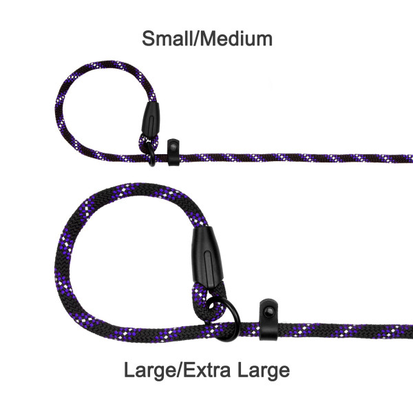 Повідець-Зашморг для Собак Bronzedog Active з Альпіністського Шнура Світловідбиваючий Чорно-Фіолетовий