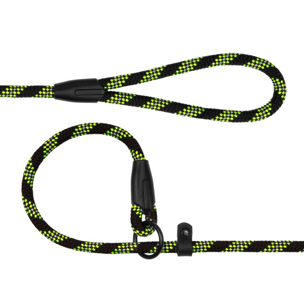 Повідець-Зашморг для Собак Bronzedog Active з Альпіністського Шнура Світловідбиваючий Чорно-Салатовий