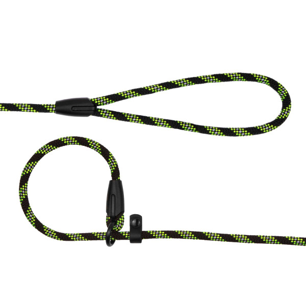 Повідець-Зашморг для Собак Bronzedog Active з Альпіністського Шнура Світловідбиваючий Чорно-Салатовий