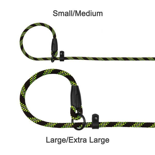 Повідець-Зашморг для Собак Bronzedog Active з Альпіністського Шнура Світловідбиваючий Чорно-Салатовий