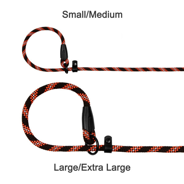 Повідець-Зашморг для Собак Bronzedog Active з Альпіністського Шнура Світловідбиваючий Чорно-Помаранчевий