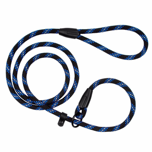 Повідець-Зашморг для Собак Bronzedog Active з Альпіністського Шнура Світловідбиваючий Чорно-Блакитний