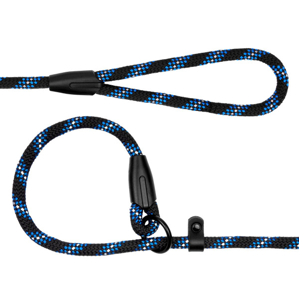 Повідець-Зашморг для Собак Bronzedog Active з Альпіністського Шнура Світловідбиваючий Чорно-Блакитний