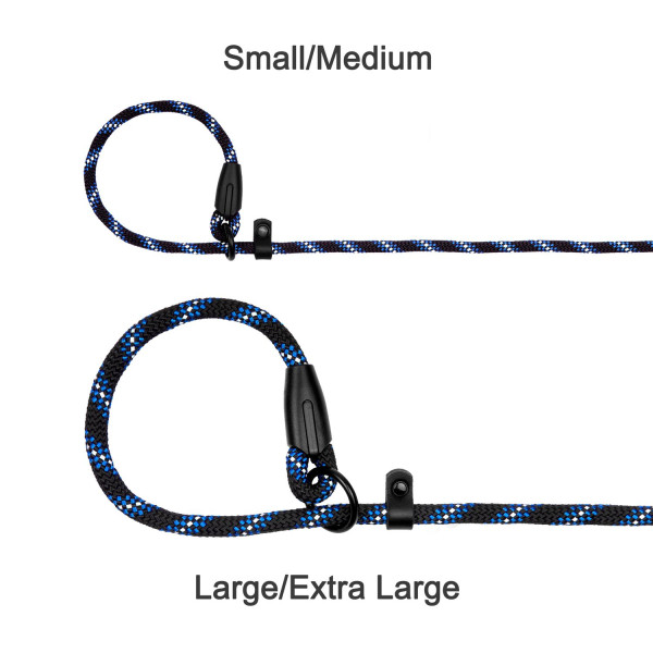 Повідець-Зашморг для Собак Bronzedog Active з Альпіністського Шнура Світловідбиваючий Чорно-Блакитний