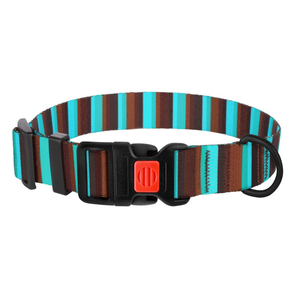 Нашийник для Собак BronzeDog Urban Полоска Нейлоновий з Пластиковою Пряжкою Коричнево-Блакитний
