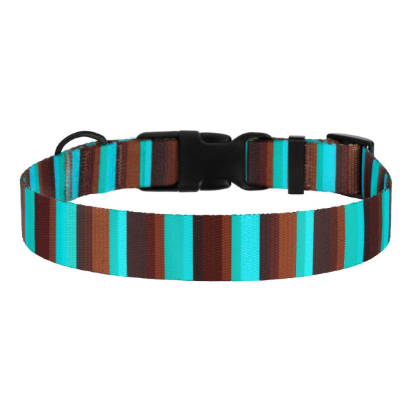 Нашийник для Собак BronzeDog Urban Полоска Нейлоновий з Пластиковою Пряжкою Коричнево-Блакитний
