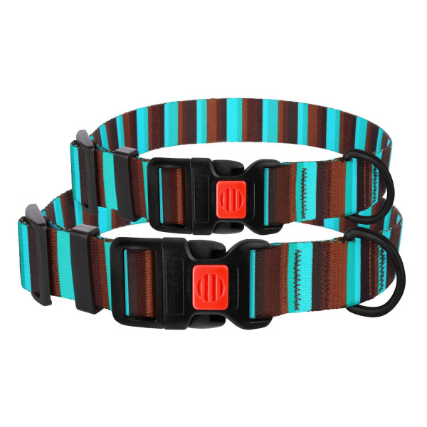 Нашийник для Собак BronzeDog Urban Полоска Нейлоновий з Пластиковою Пряжкою Коричнево-Блакитний