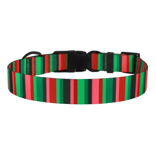 Нашийник для Собак BronzeDog Urban Полоска Нейлоновий з Пластиковою Пряжкою Червоно-Зелений