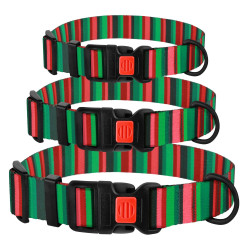 Нашийник для Собак BronzeDog Urban Полоска Нейлоновий з Пластиковою Пряжкою Червоно-Зелений