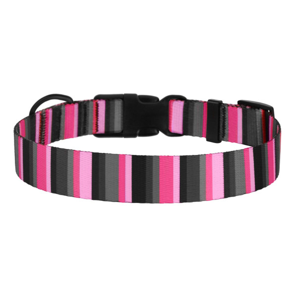Нашийник для Собак BronzeDog Urban Полоска Нейлоновий з Пластиковою Пряжкою Сіро-Рожевий